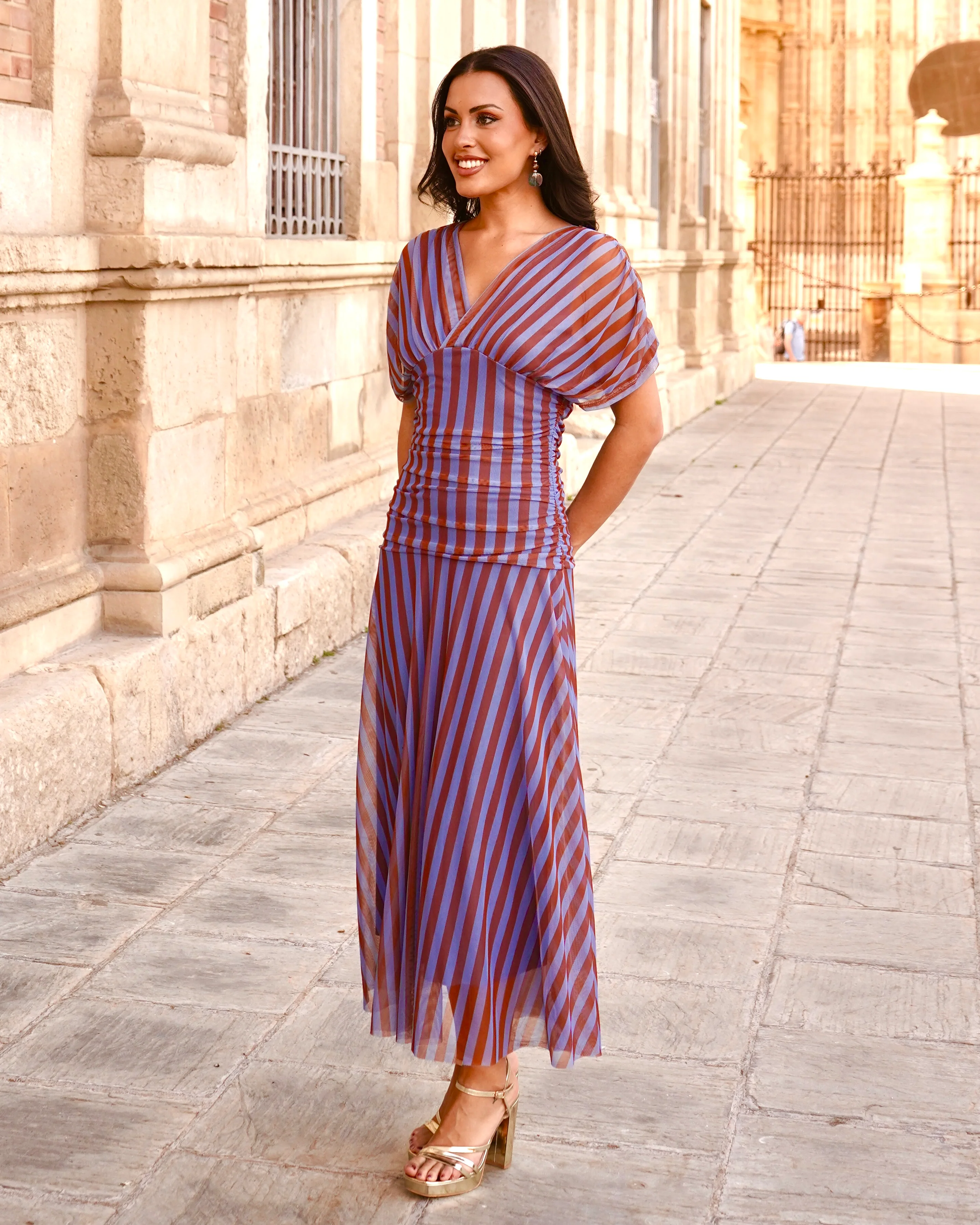 Vestido Grace Azul/Chocolate