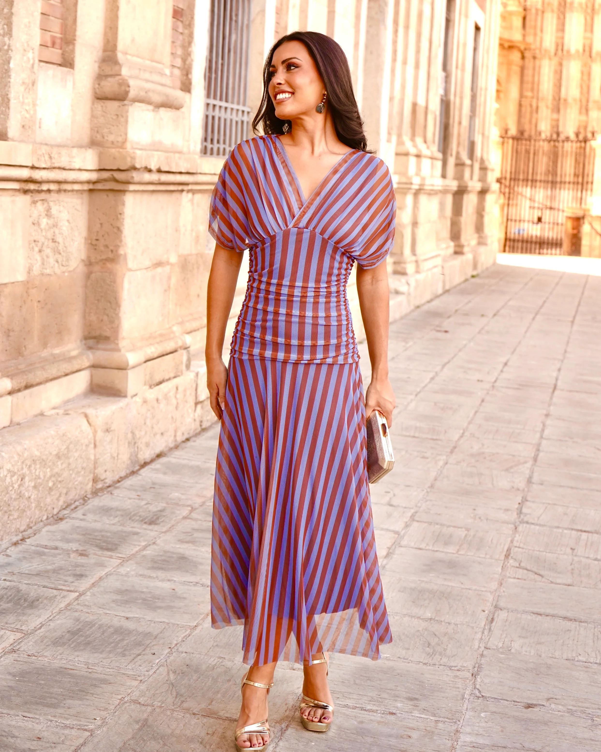 Vestido Grace Azul/Chocolate - Image 3