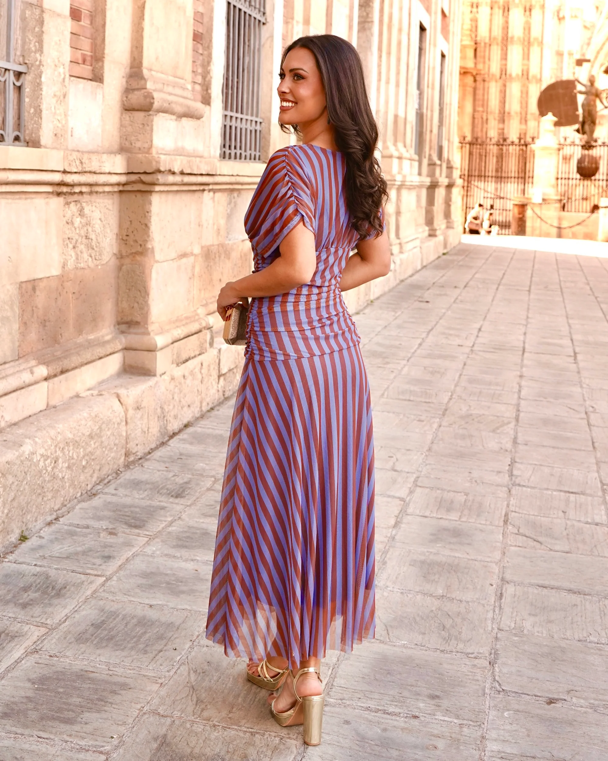 Vestido Grace Azul/Chocolate - Image 4