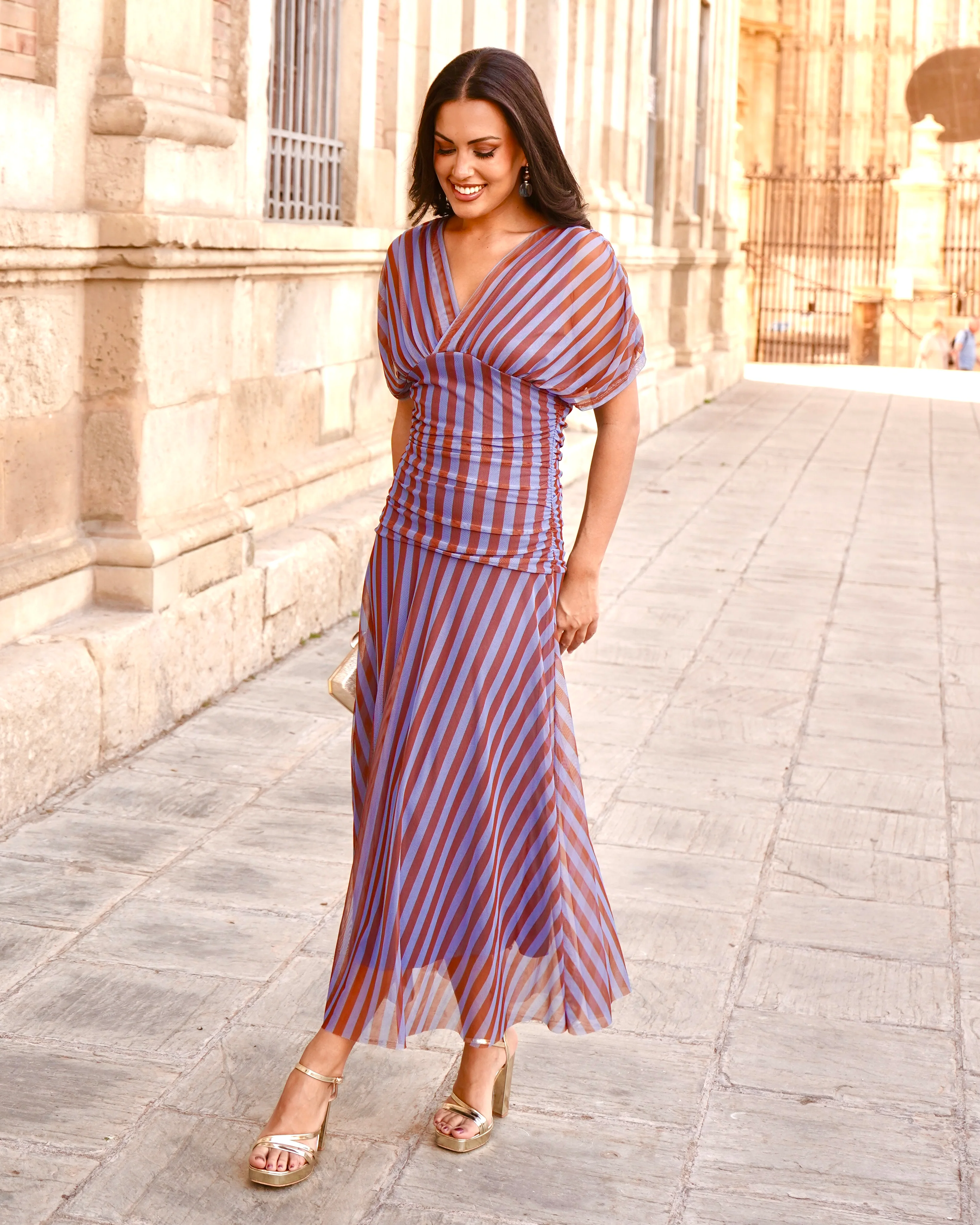 Vestido Grace Azul/Chocolate - Image 5