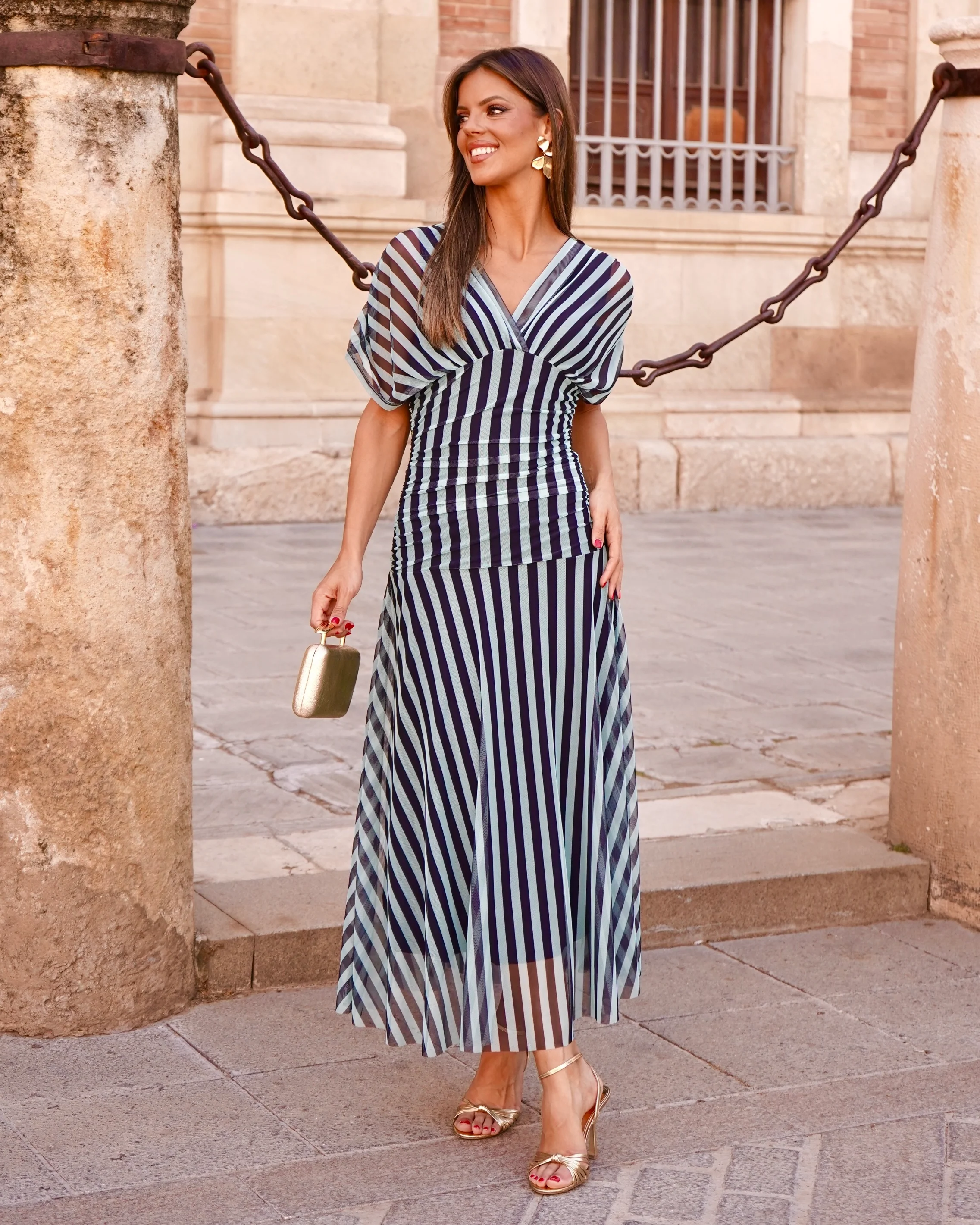 Vestido Grace Marino/Celeste