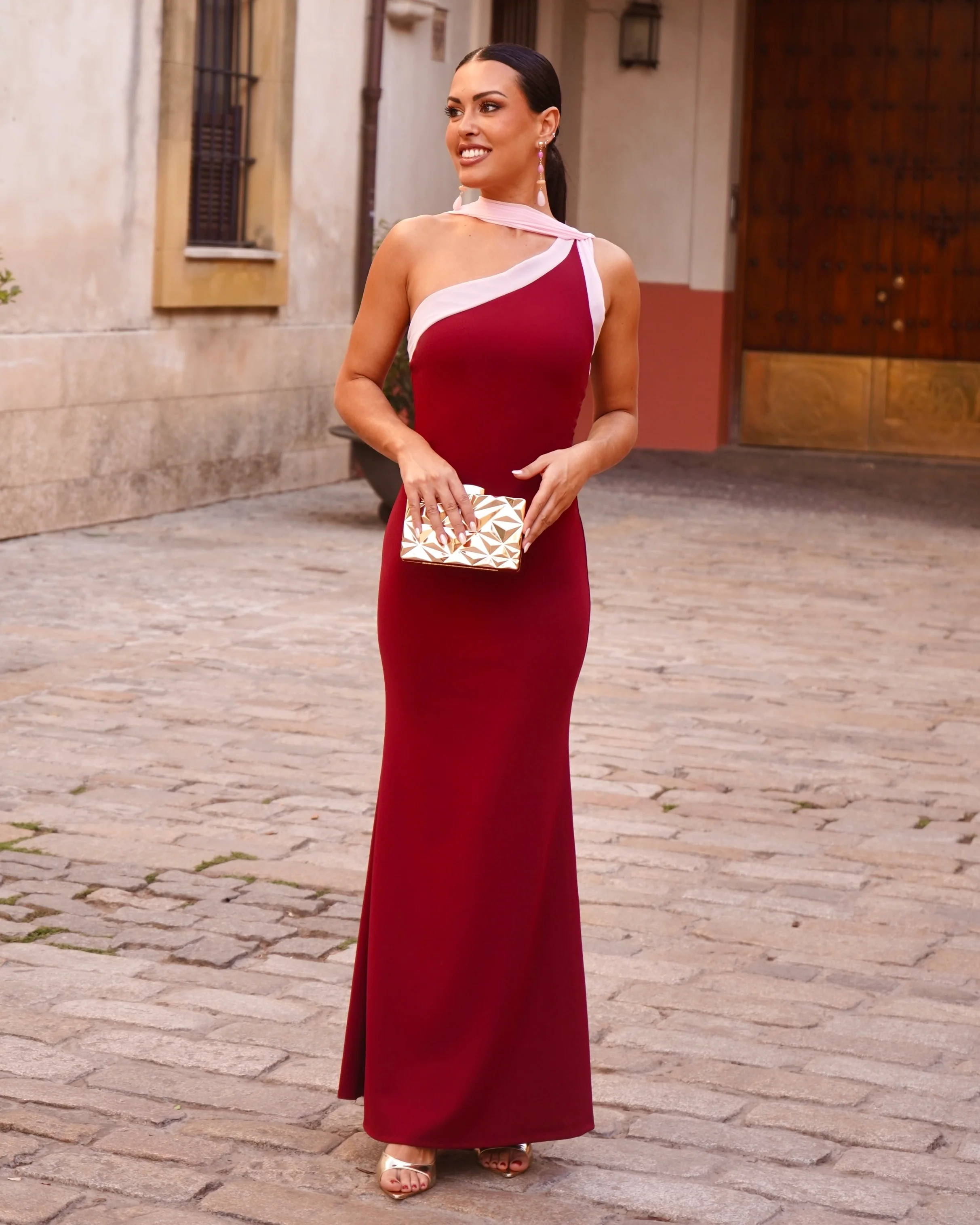 Vestido Odette Burdeos/Rosa - Image 3