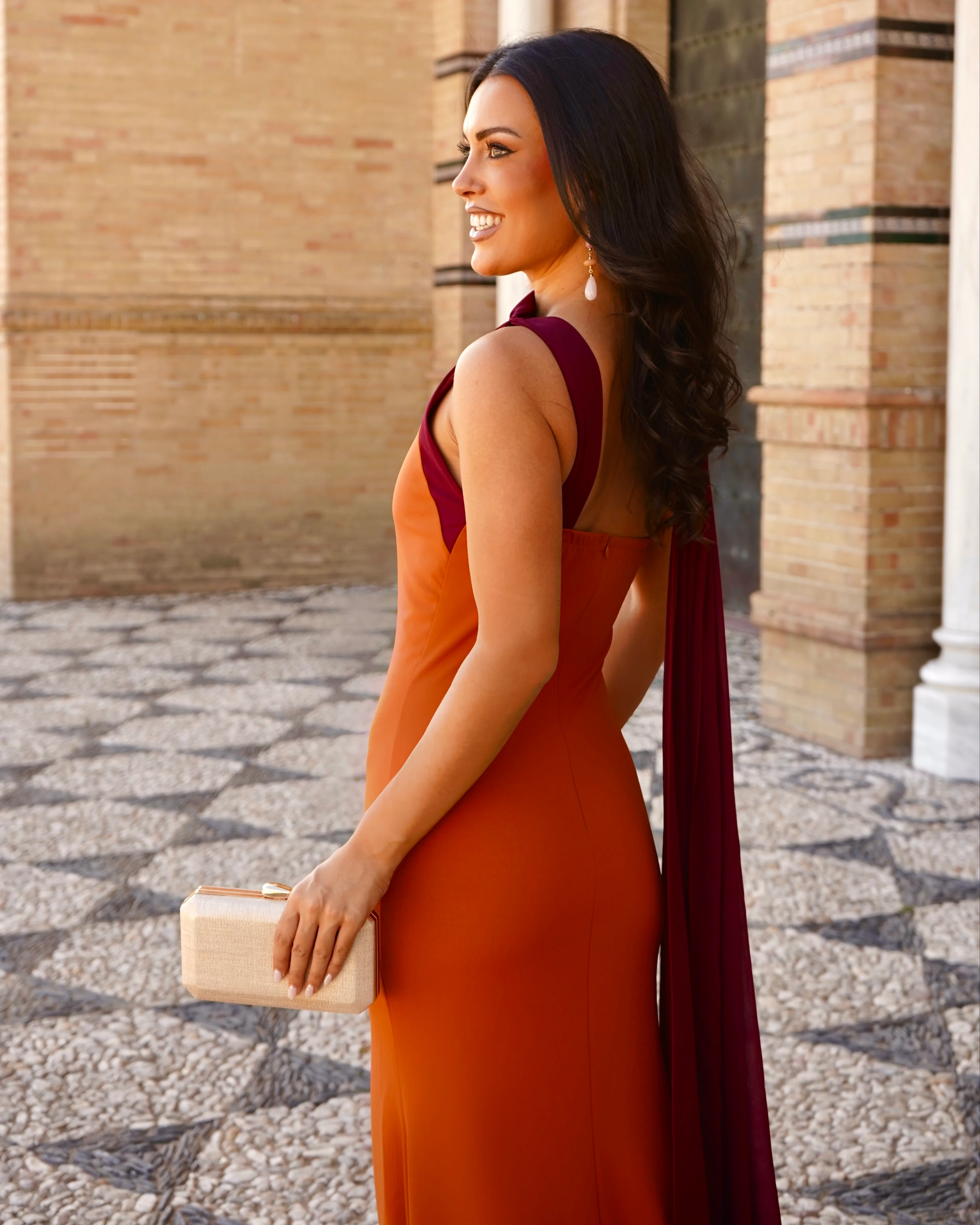Vestido Odette Teja/Burdeos - Image 3