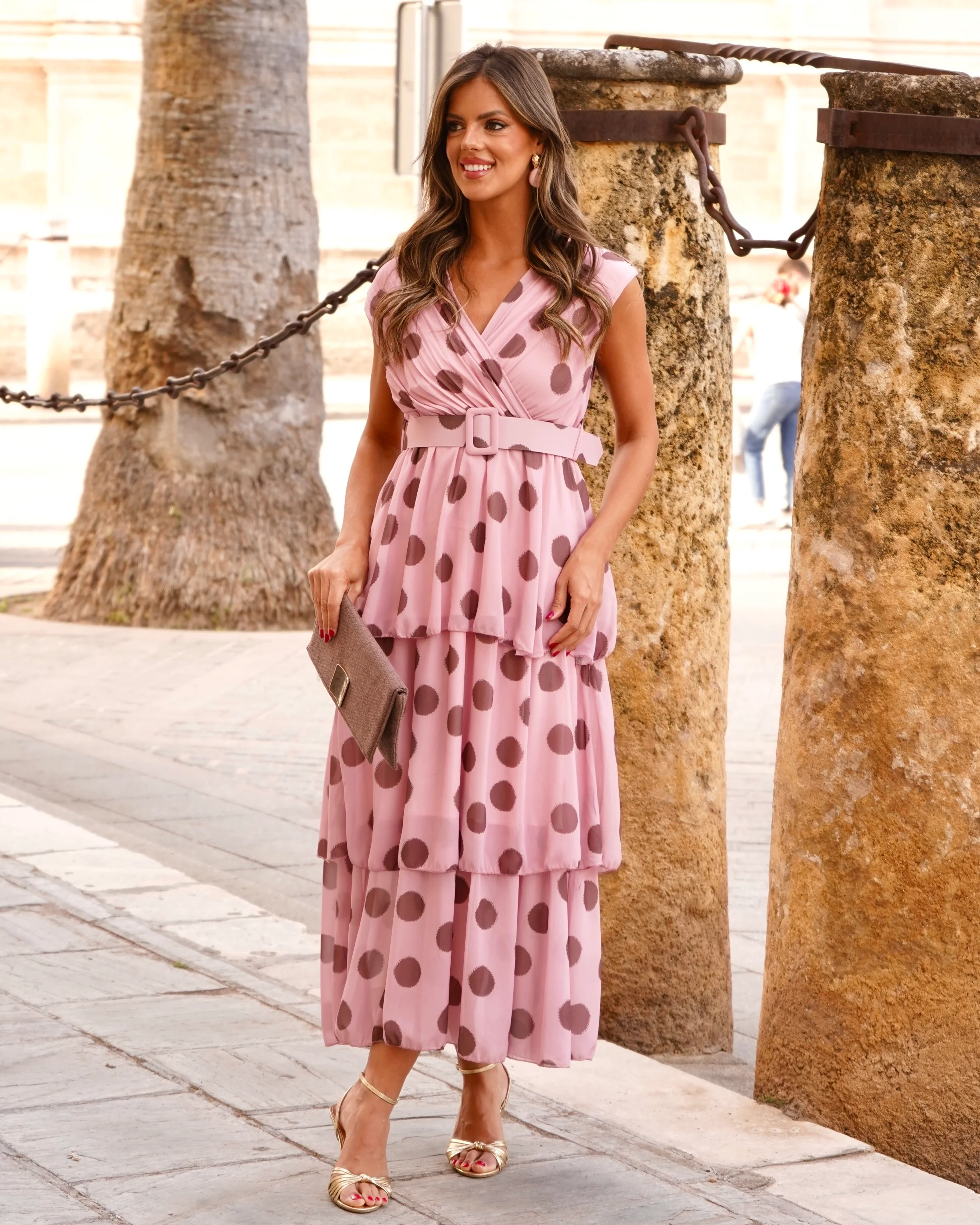 Vestido Virtudes Rosa/Chocolate - Image 3